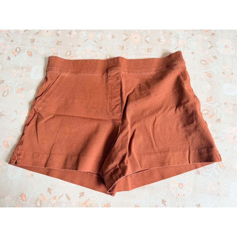 Spanx Shorts Terracotta Rust Orange Cotton Blend Twill Large